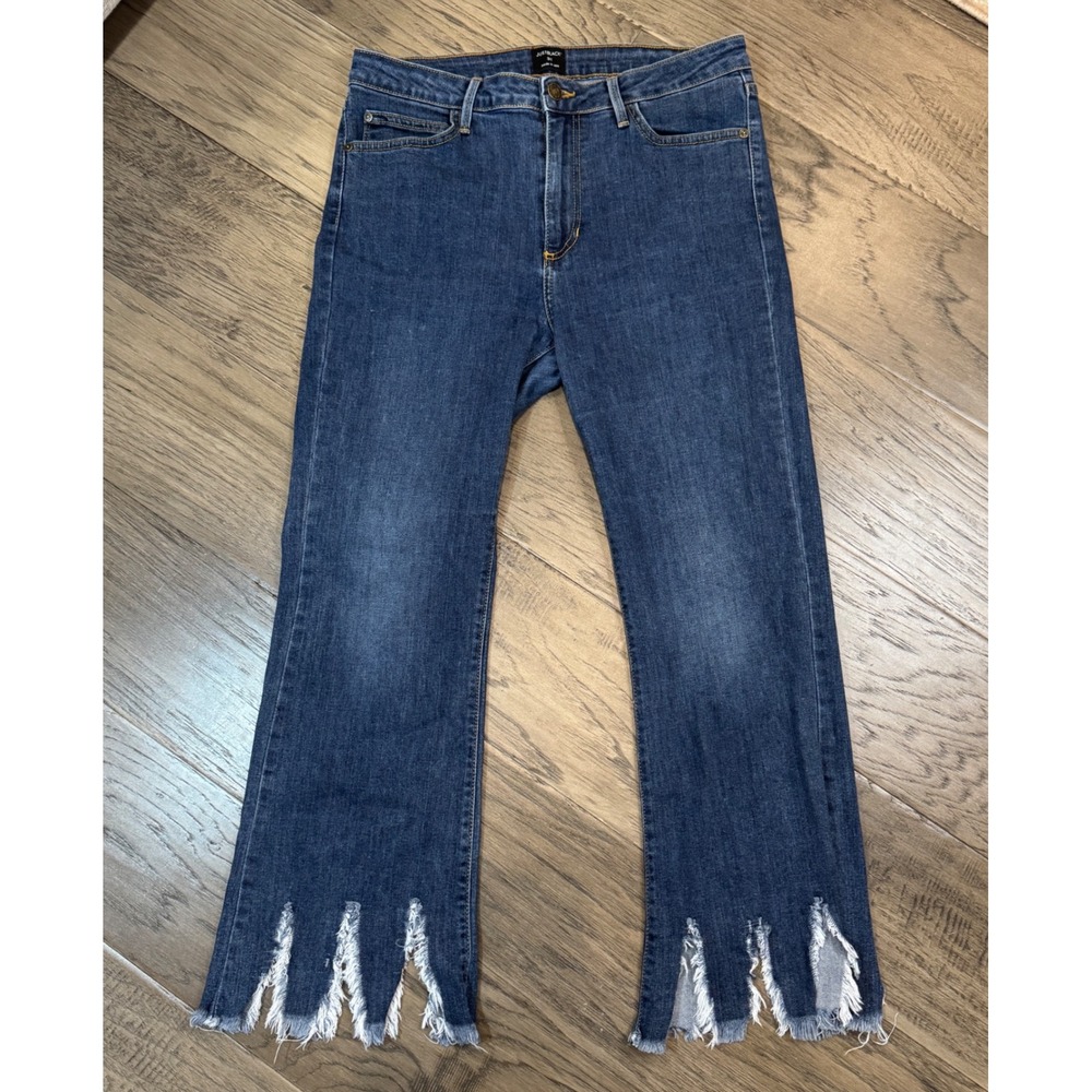 JUSTBLACK Cropped Jeans Frayed Hem Dark Wash Denim Made in USA Size 31